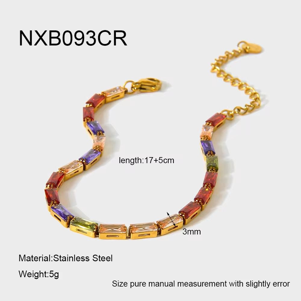 Rainbow Cz Tennis Bracelet -Multi