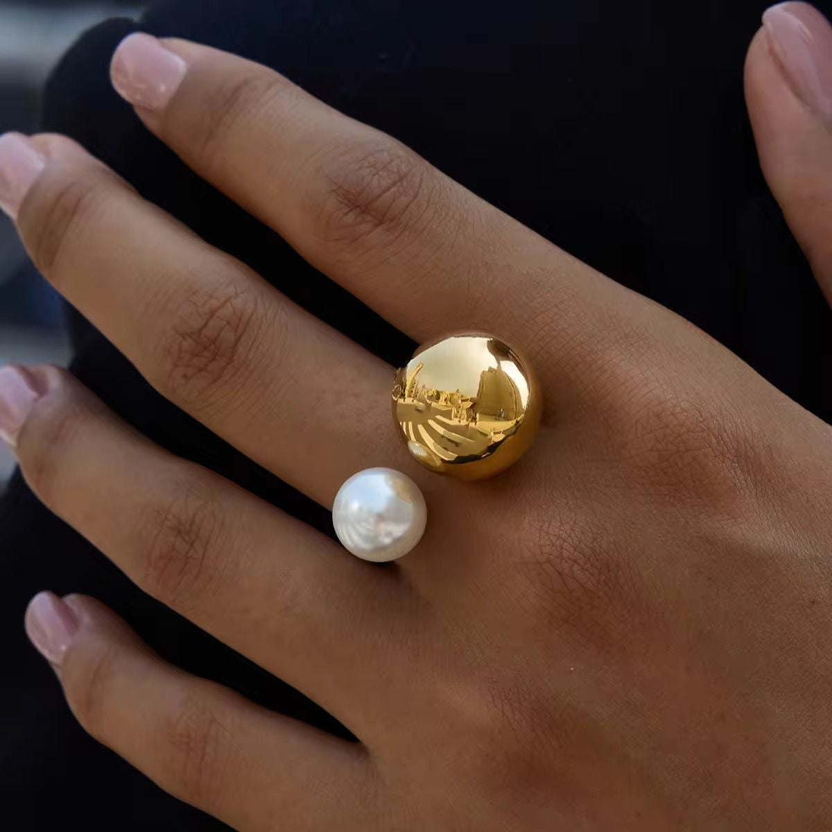 Pearl Party Ring -Adjustable