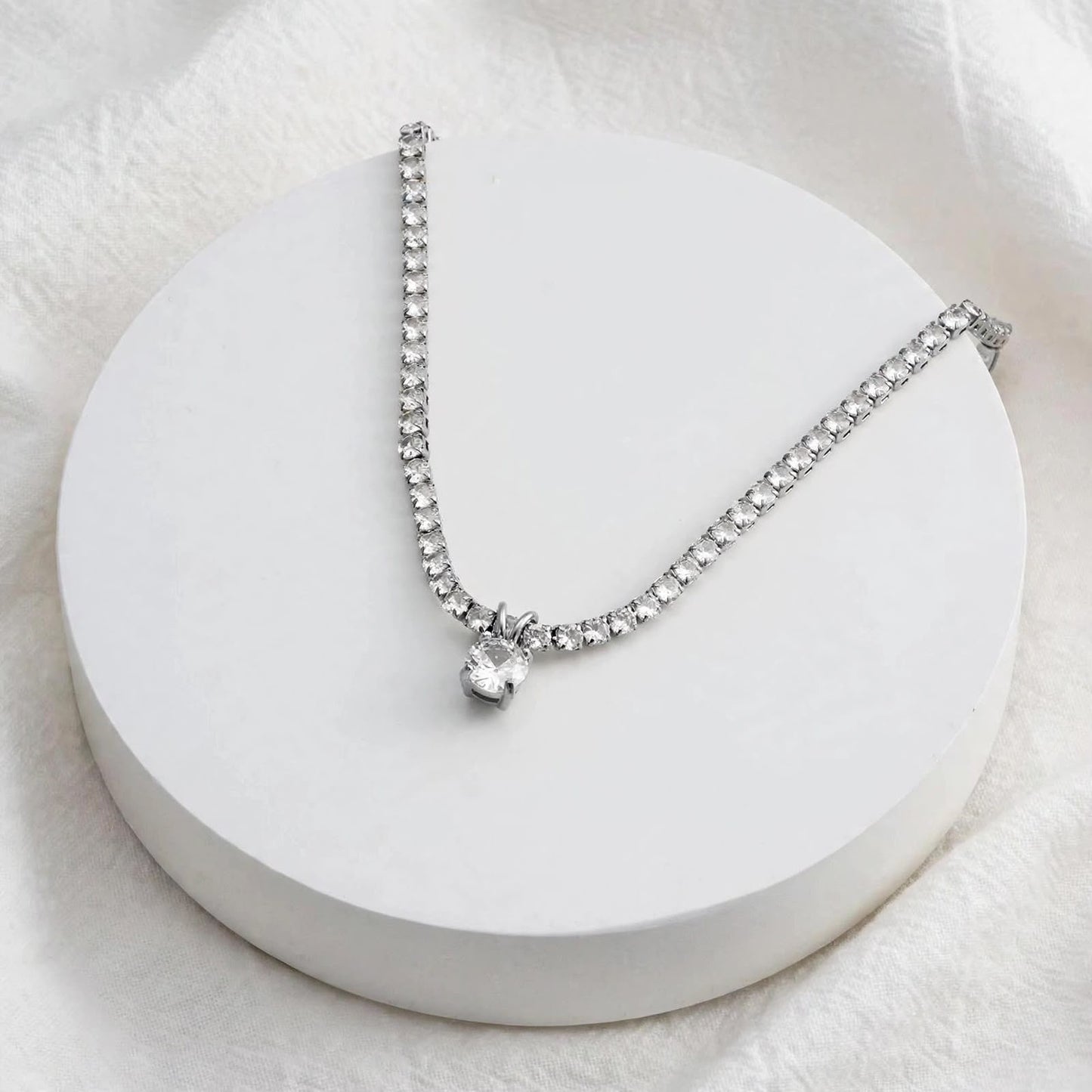 Diana Tennis Solitaire Necklace -Two Ways