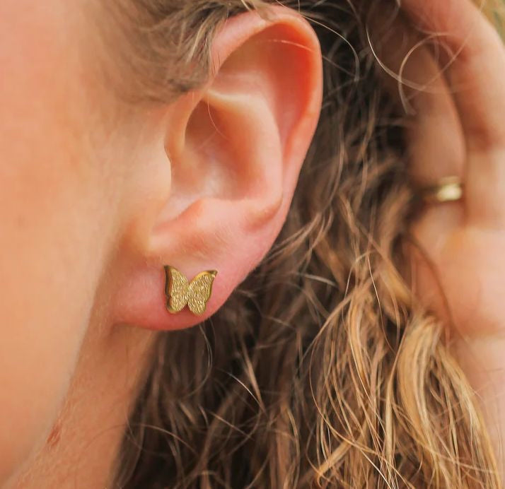 Frosted Butterfly Studs