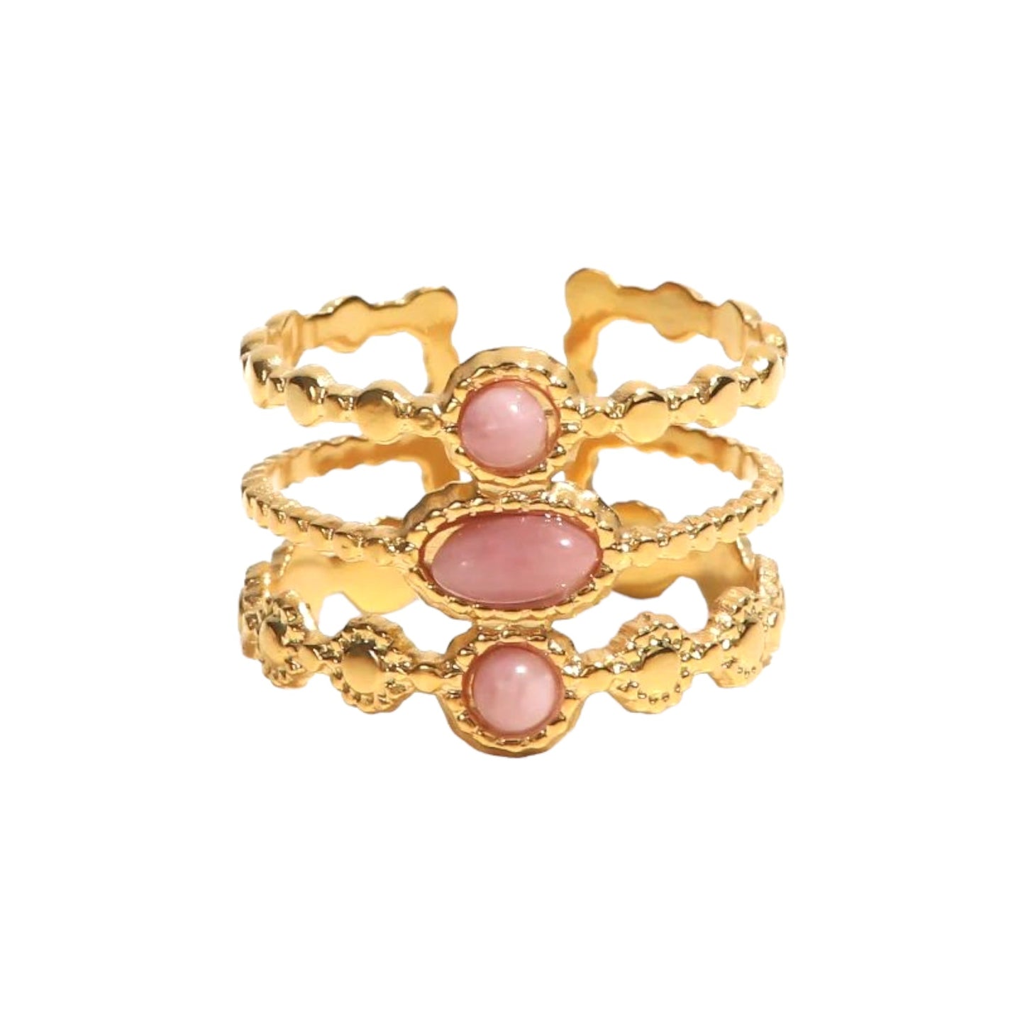 Pink Aura Layered Ring -Adjustable