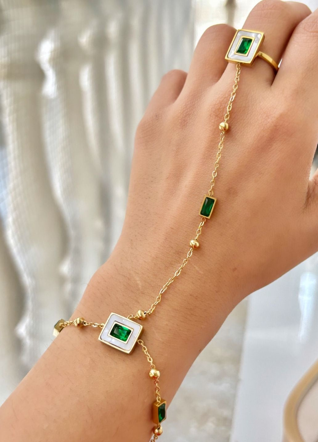 Emerald Goddess Hand Chain