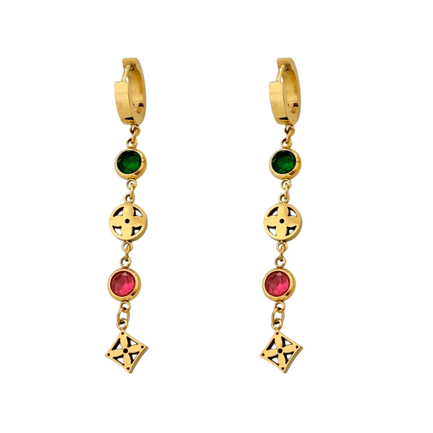 Multi Cz Drop Blossom Earrings -18K