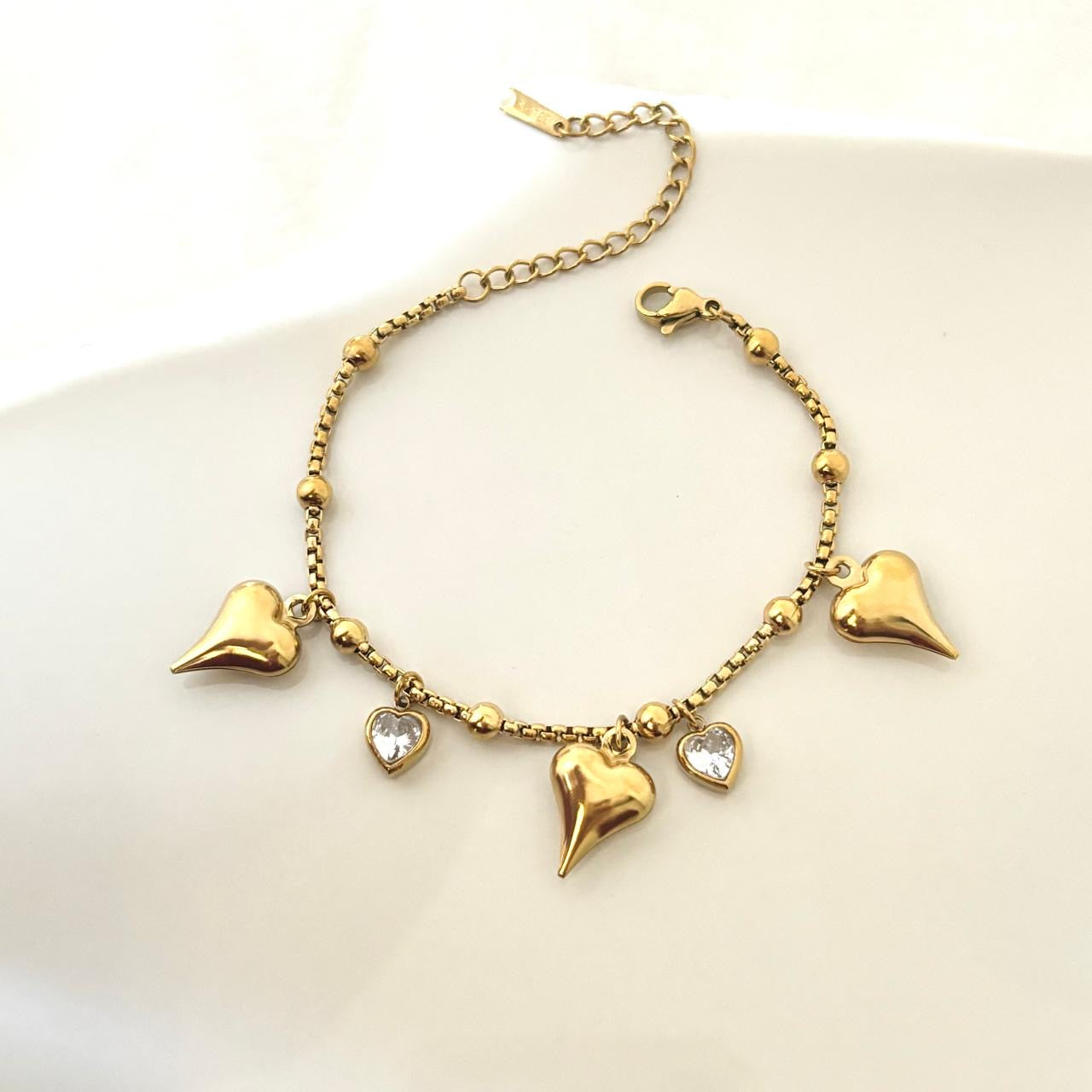 Amour Heart Cz Charm Bracelet