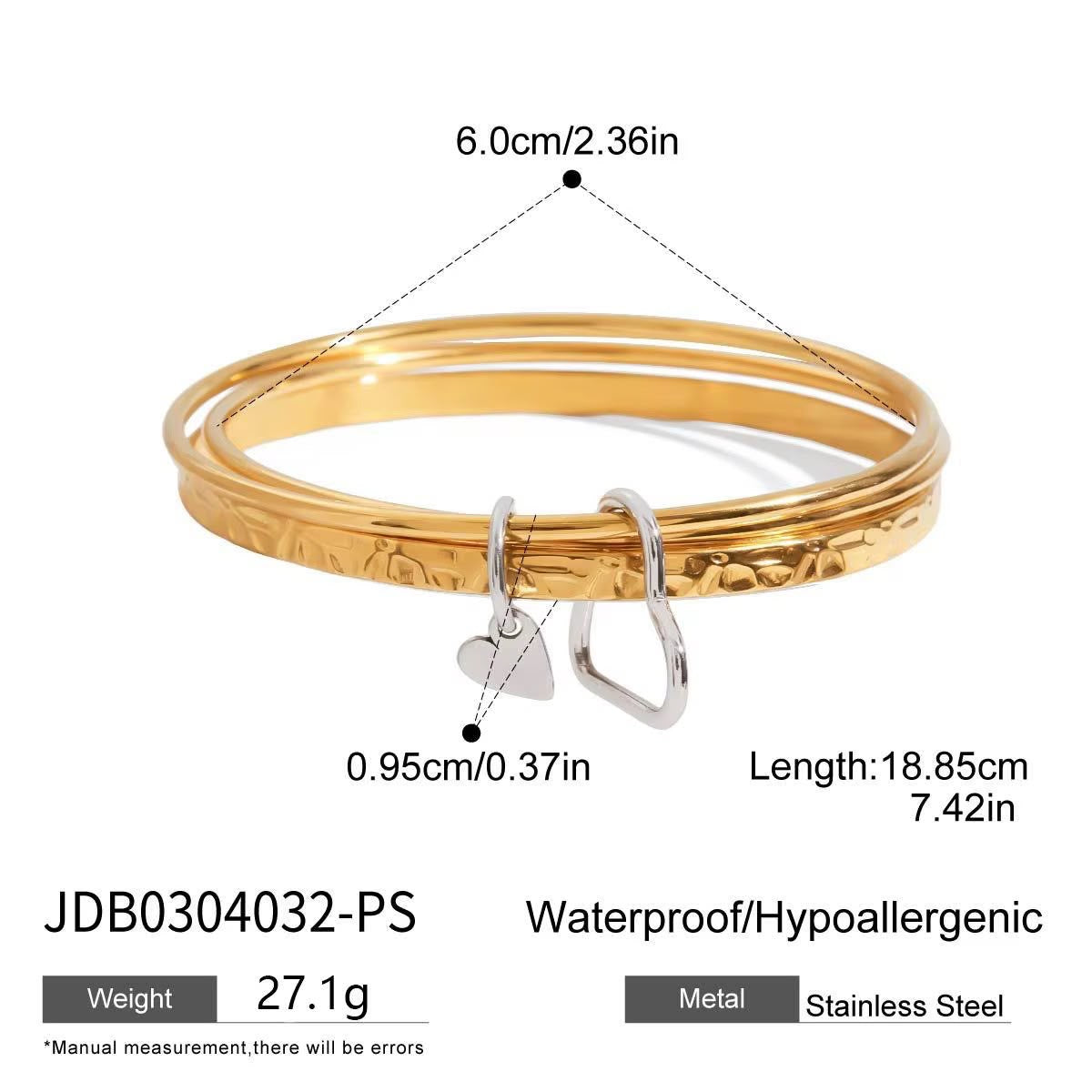 Amour Heart Lock Bangle Stack -Set Of Three