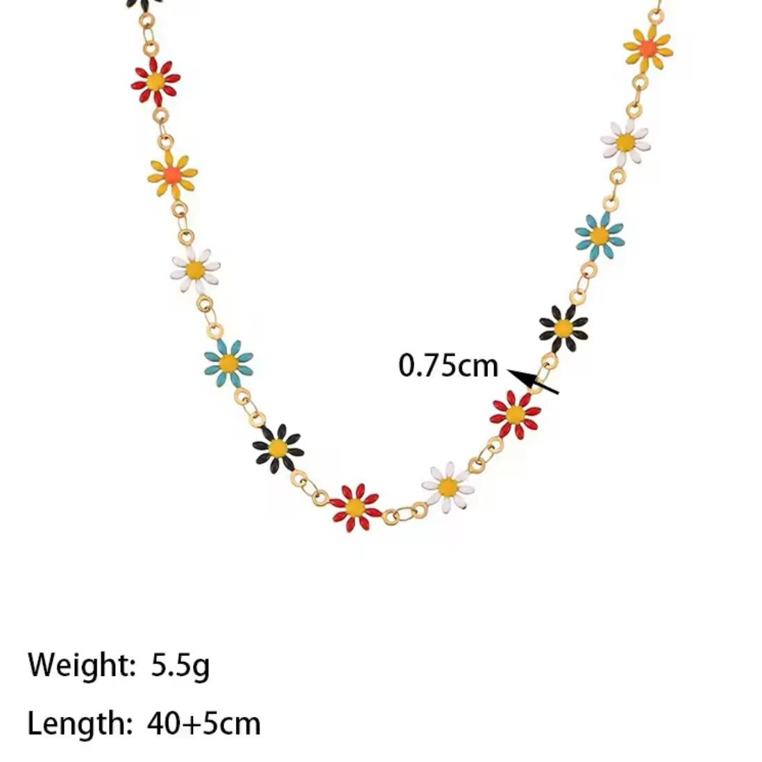 Multi Daisy Charm Necklace -18K