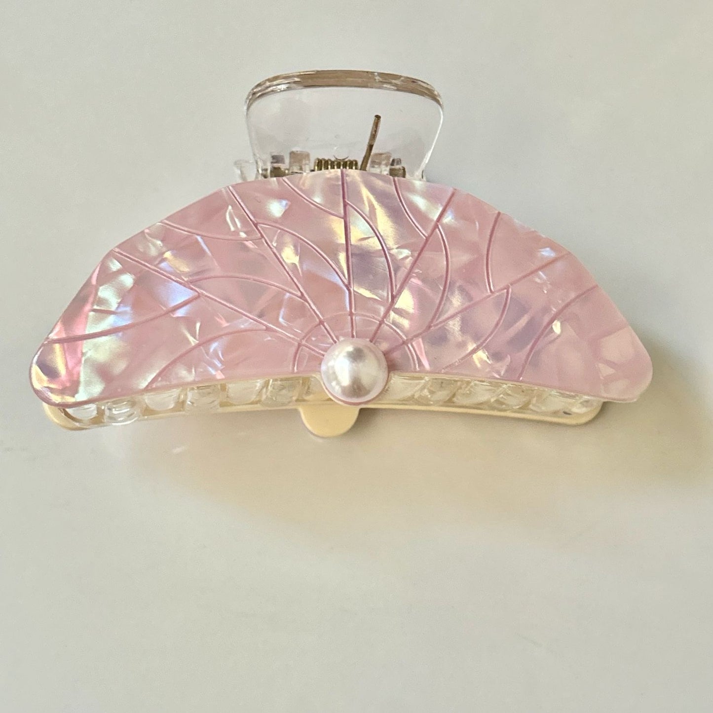 Pink Pearlescent Shell Claw Clip
