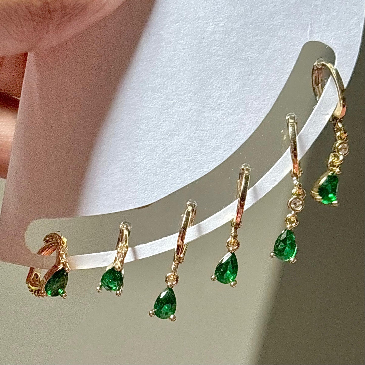 Emerald Gem Hoops & Huggies Set