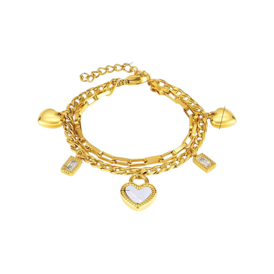 Aurora Reversible Cz Charm Bracelet -18K | Shell