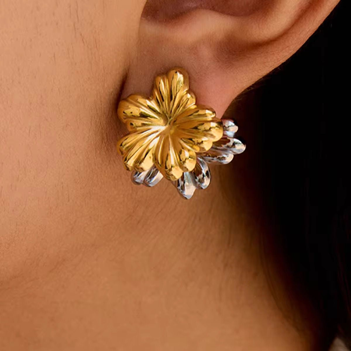 Blossom Studs -Two Toned