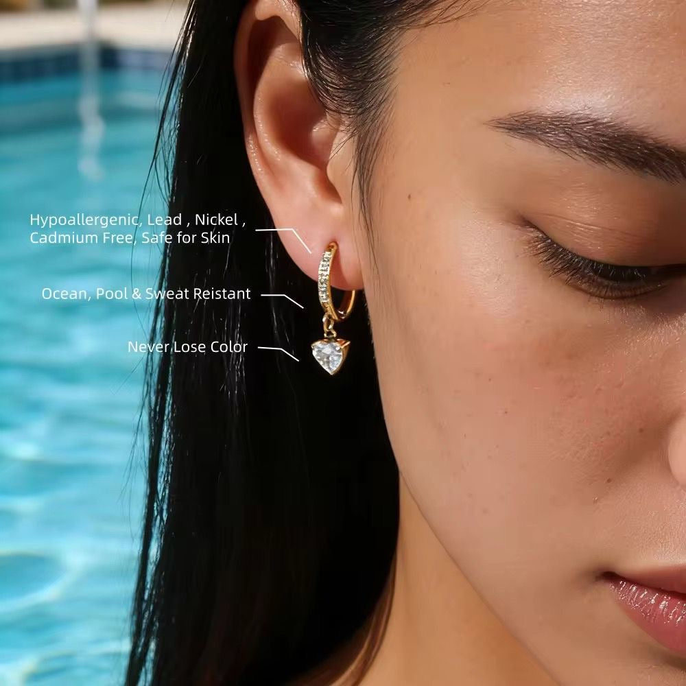 Crystal Heart Hoops