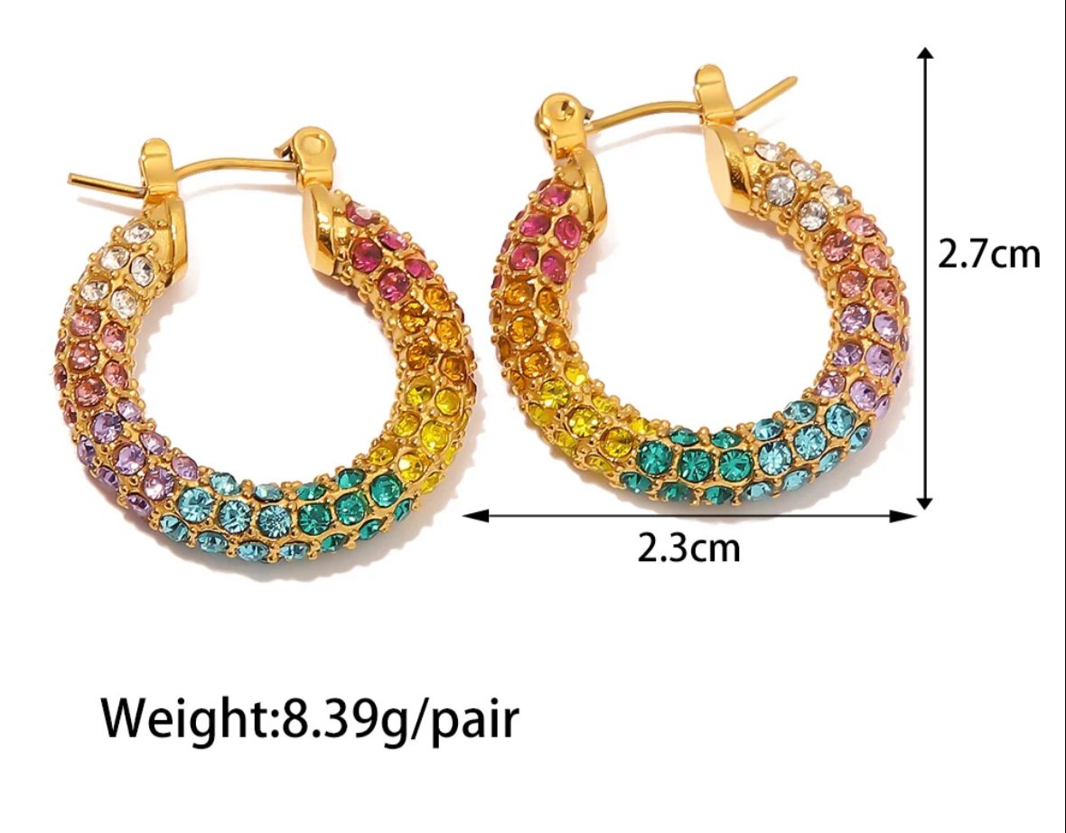 Dazzling Multi Zircon Hoops