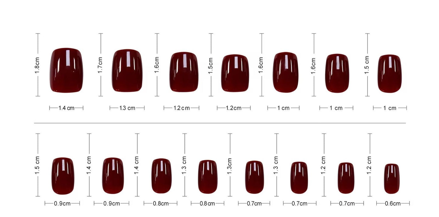 Maroon Gel Press On Squaroval Nails