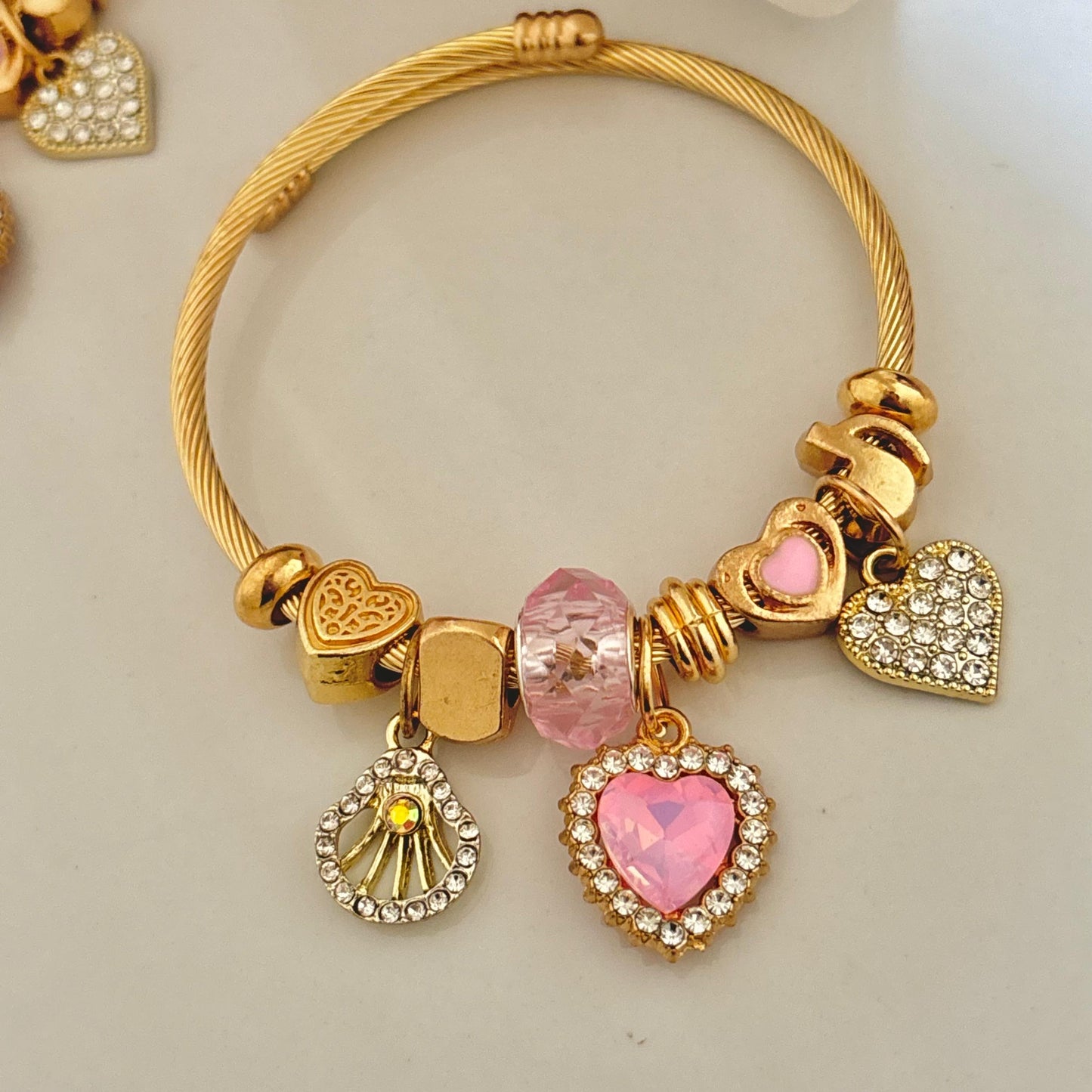 Zephyr Multi Charm Bracelet -Pink