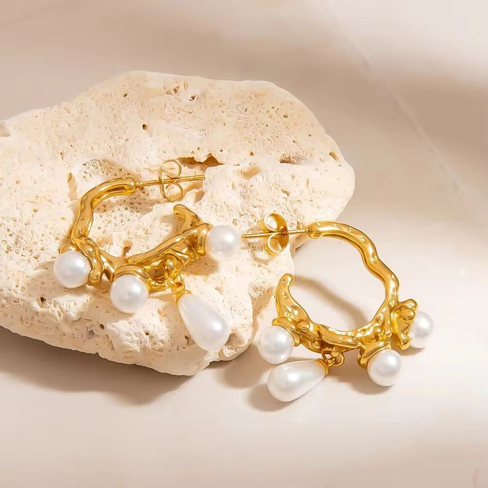Pearl Drip Hoops