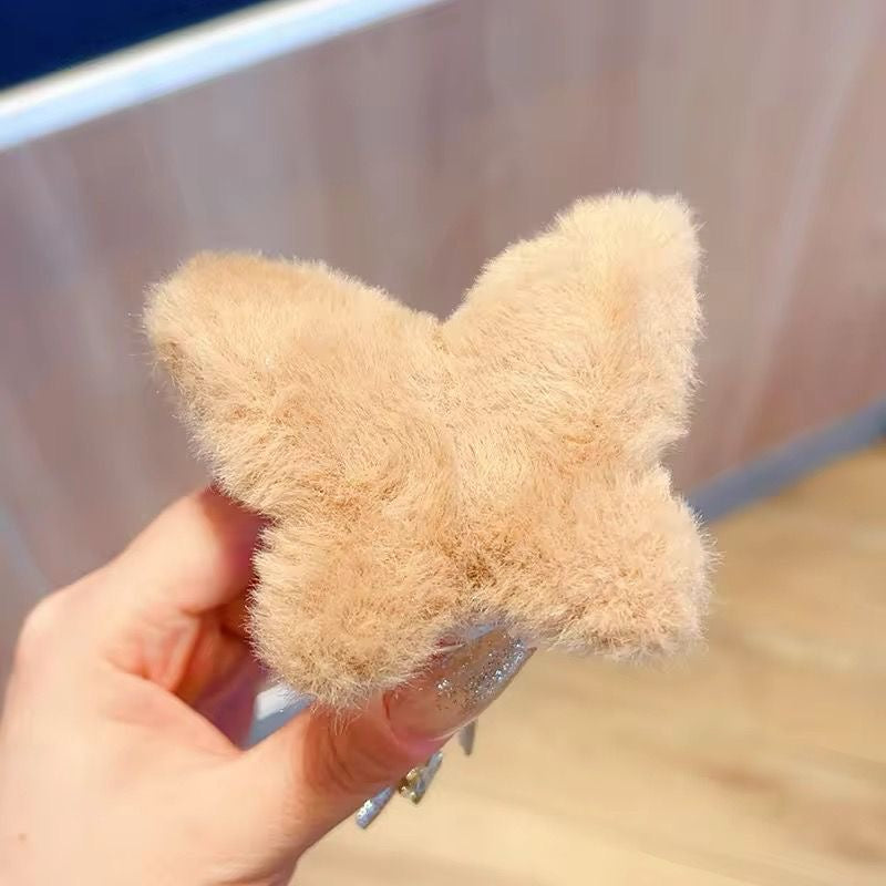 Beige Furr Flutter Claw Clip