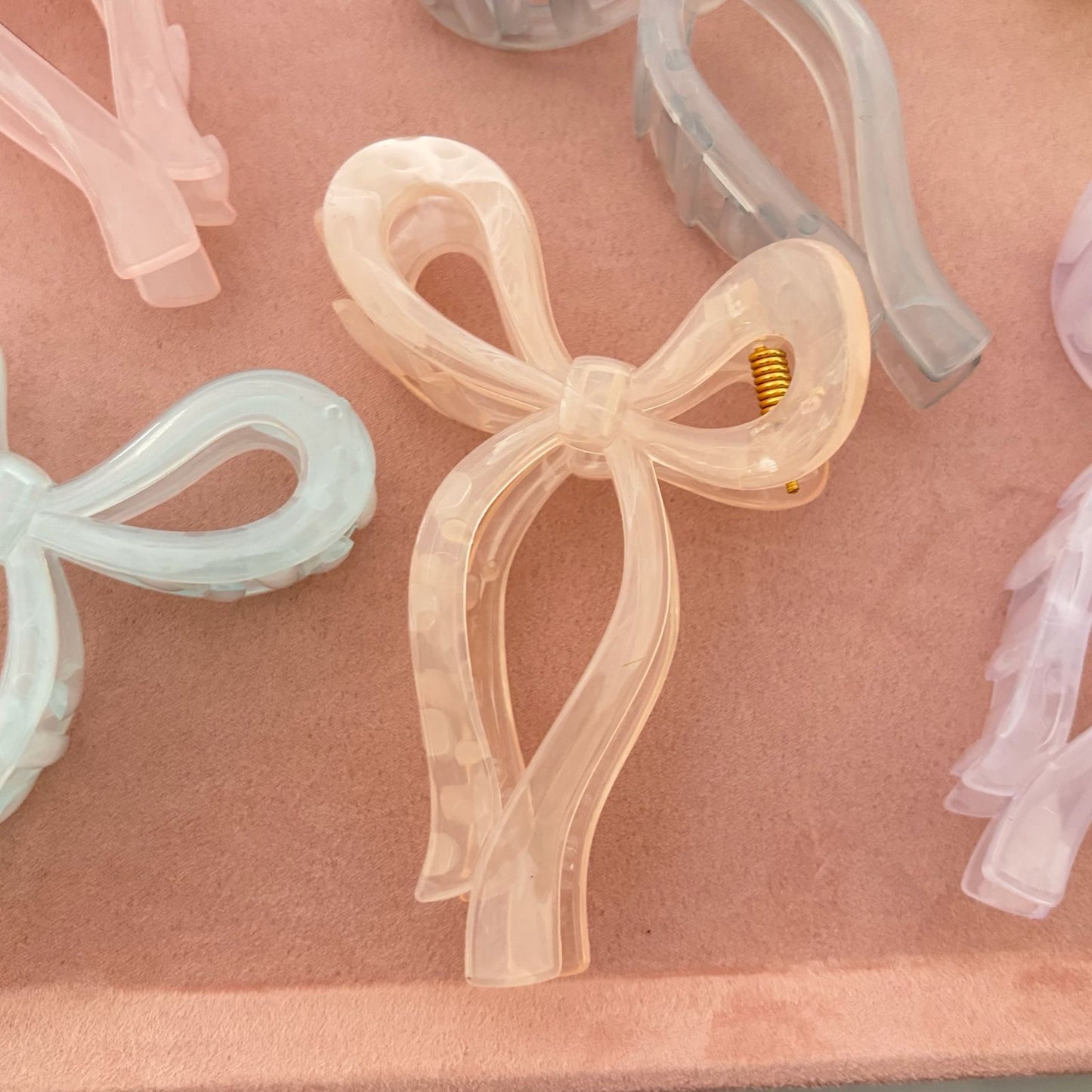 Marble Pastel Bow Claw Clip -Peachy Keen