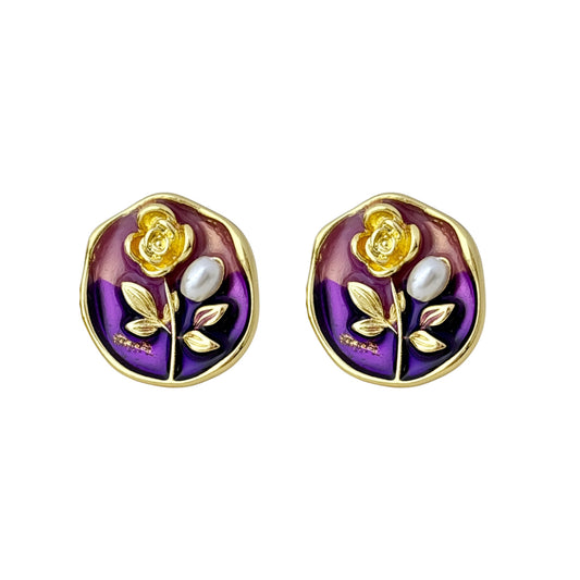 Enchanted Rose Studs -Midnight