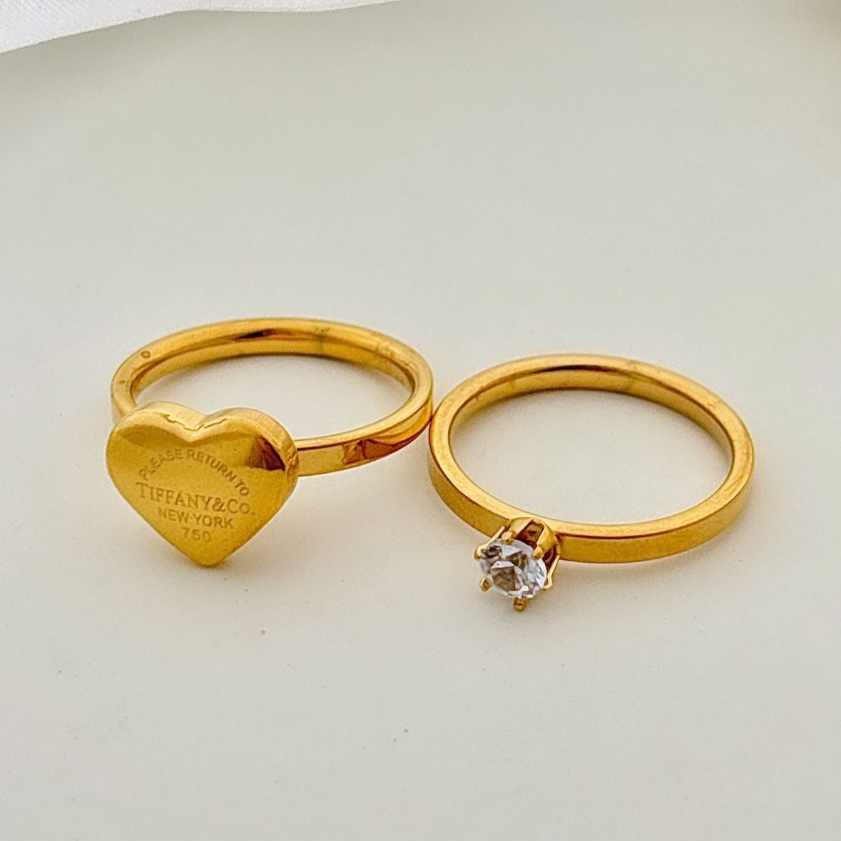 T & Co Heart Diamond Ringset -18K