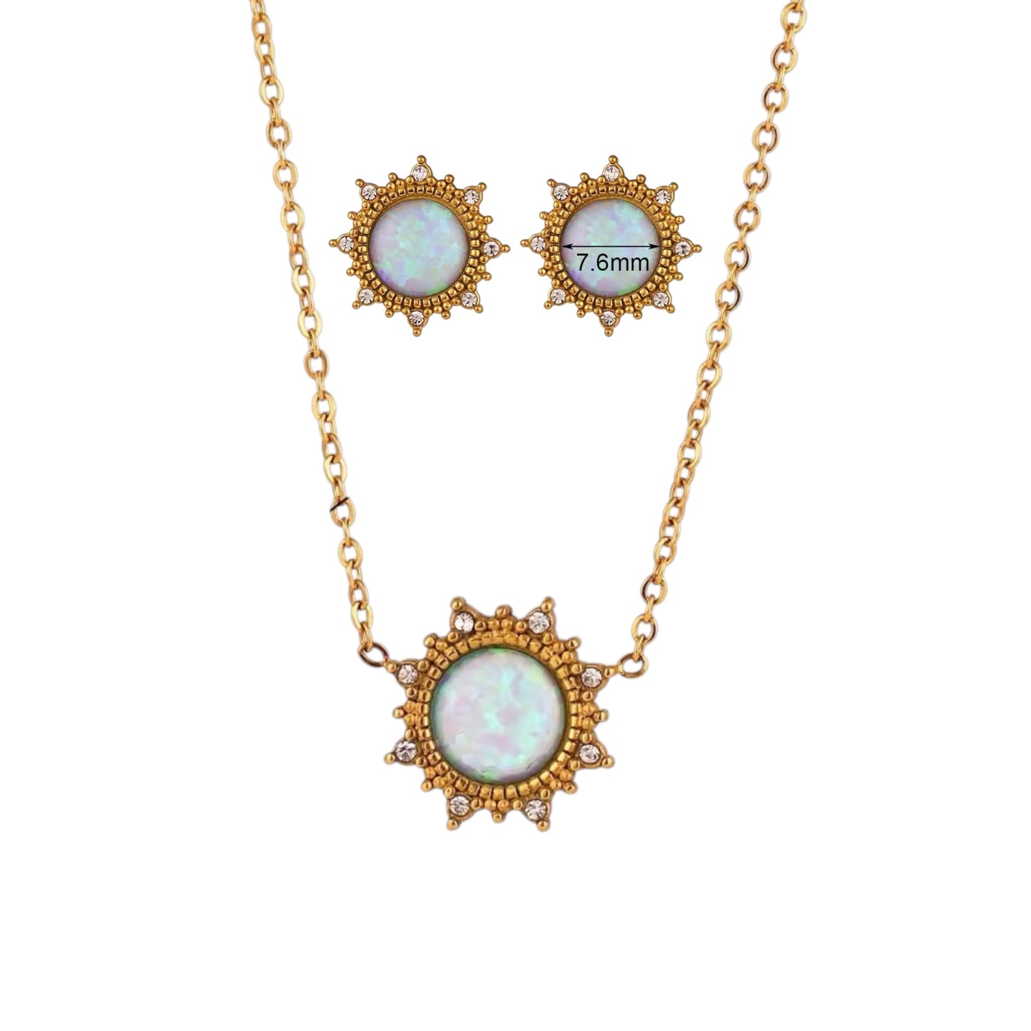 Luminous Opal Set (Necklace + Studs)