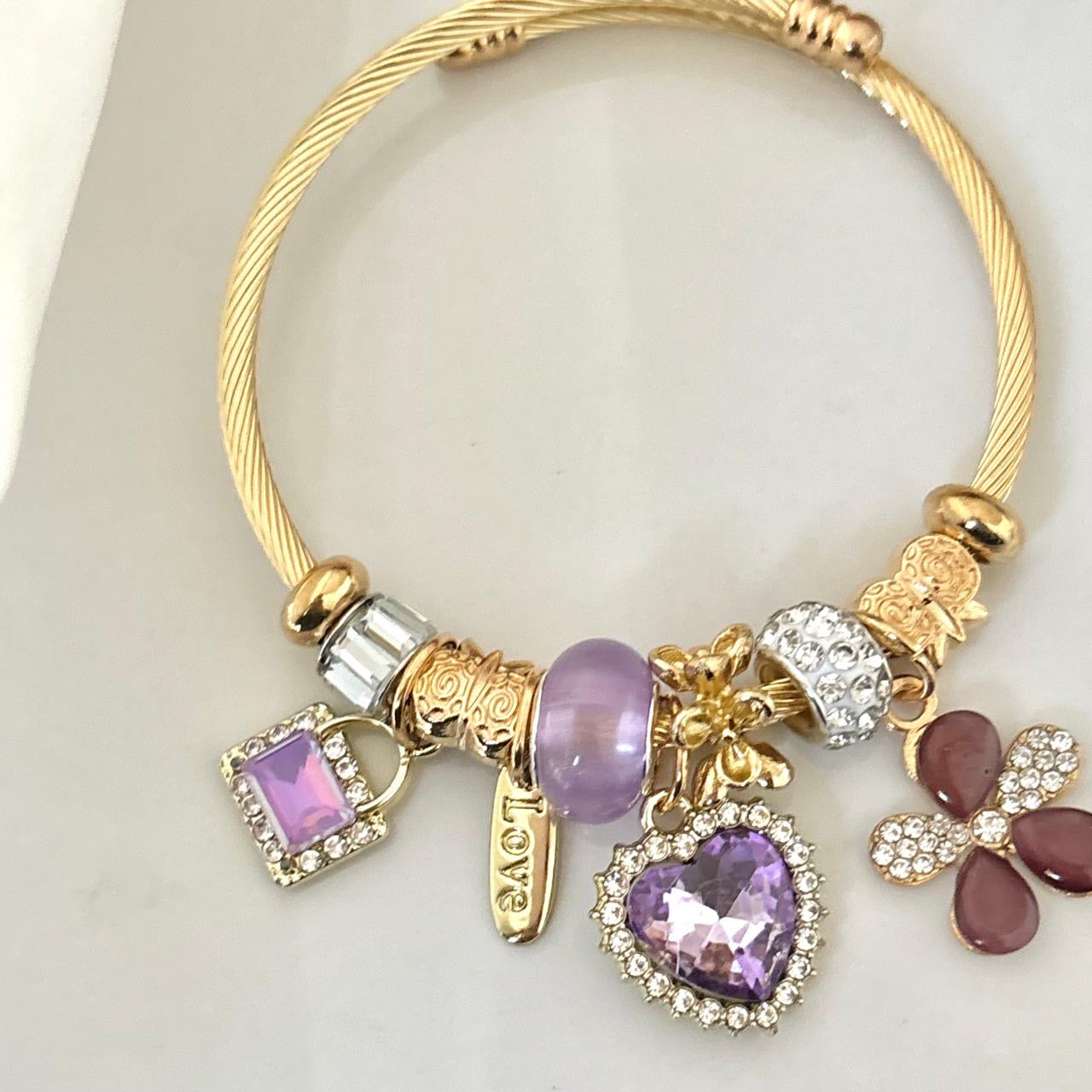 Euphoria Flora Multi Charm Bracelet -Lilac Dreams