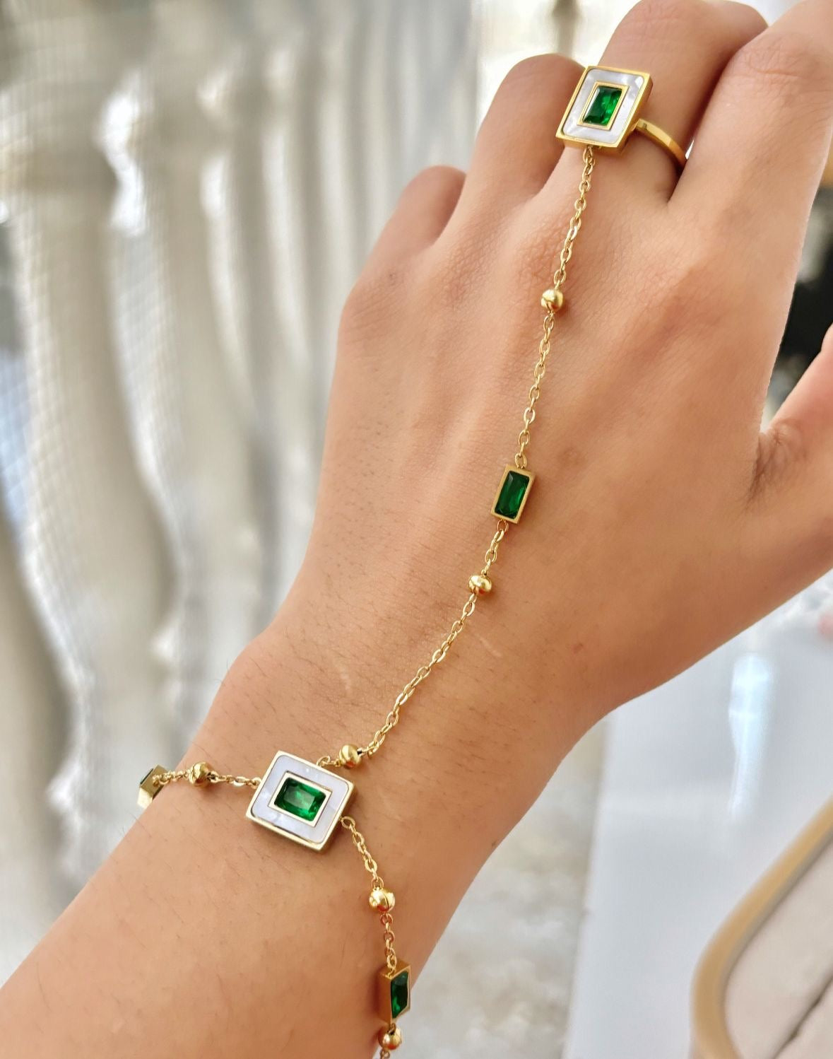 Emerald Goddess Hand Chain
