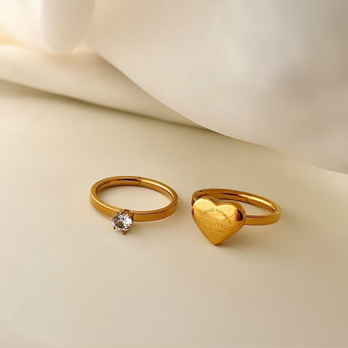 T & Co Heart Diamond Ringset -18K