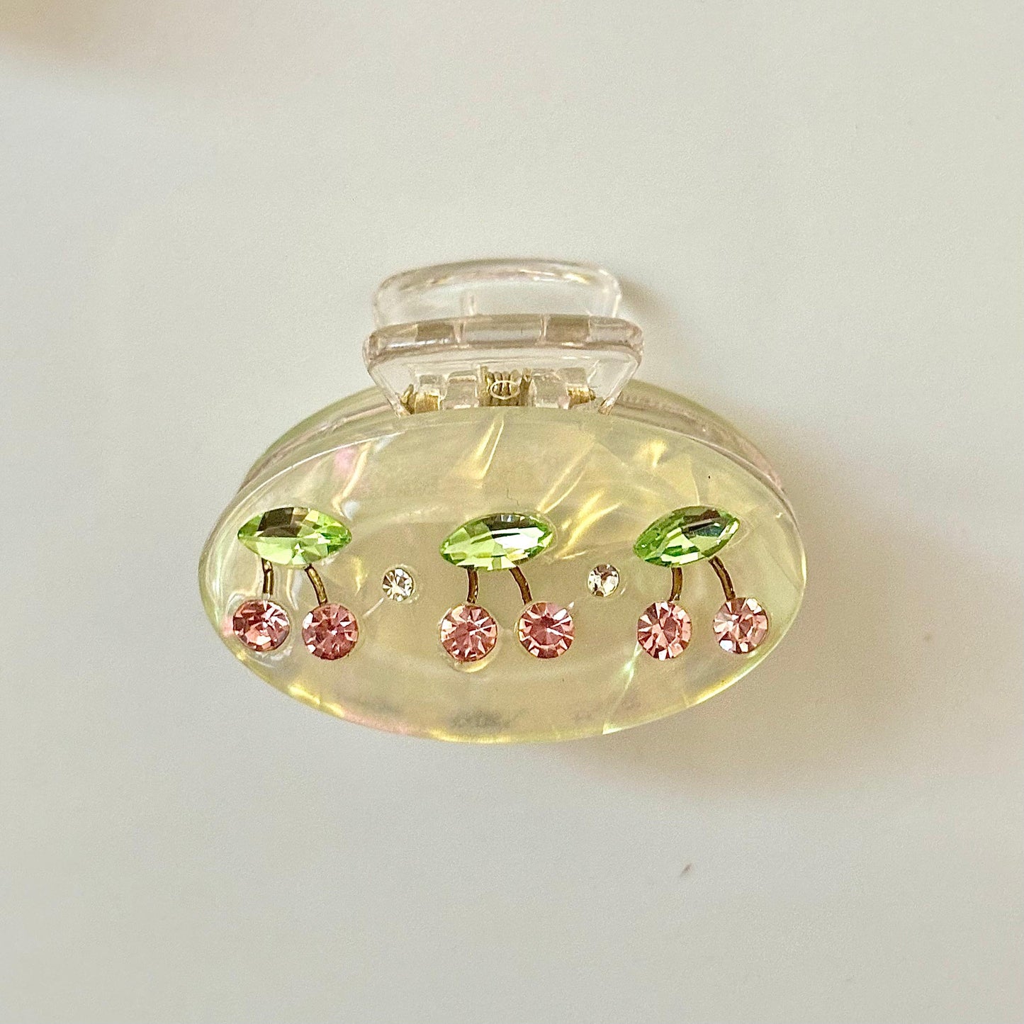Lily White With Pink Cz Claw Clip