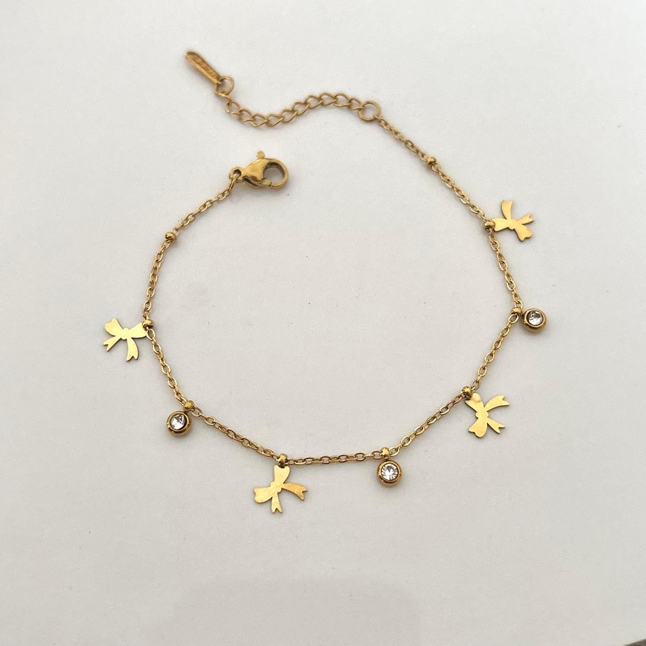 Dainty Bow X Cz Charm Bracelet