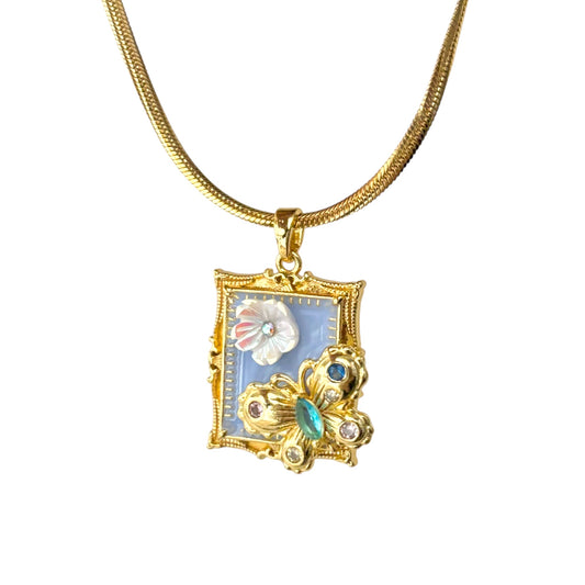 Azure Disty Flora Necklace -18K