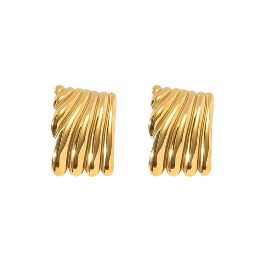 Ribbed Statement Studs -18K