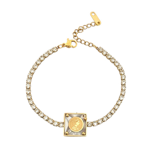 Shell X Coin Tennis Bracelet