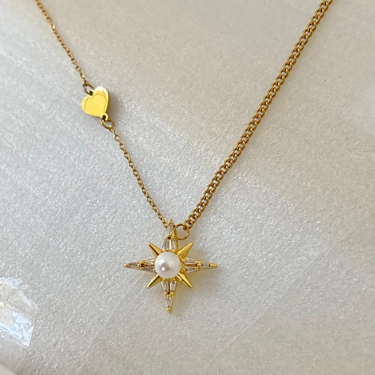 Stella Diamond Pearl Necklace -18K
