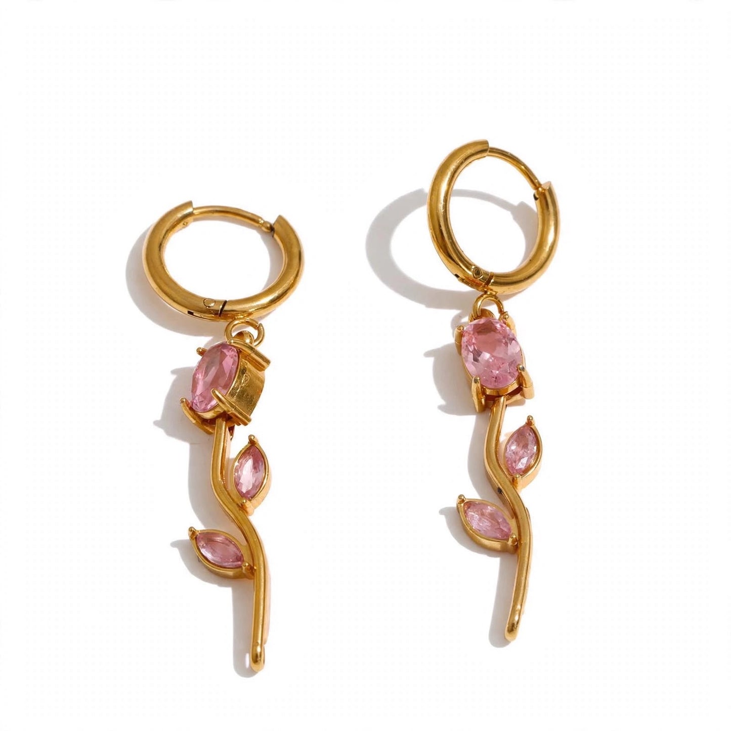 Pink Rose Vine Hoops