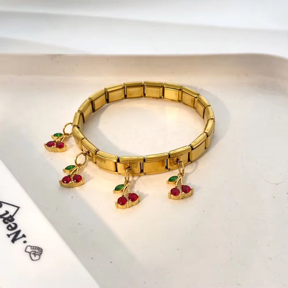 Cherry Cz Italian Charm Bracelet