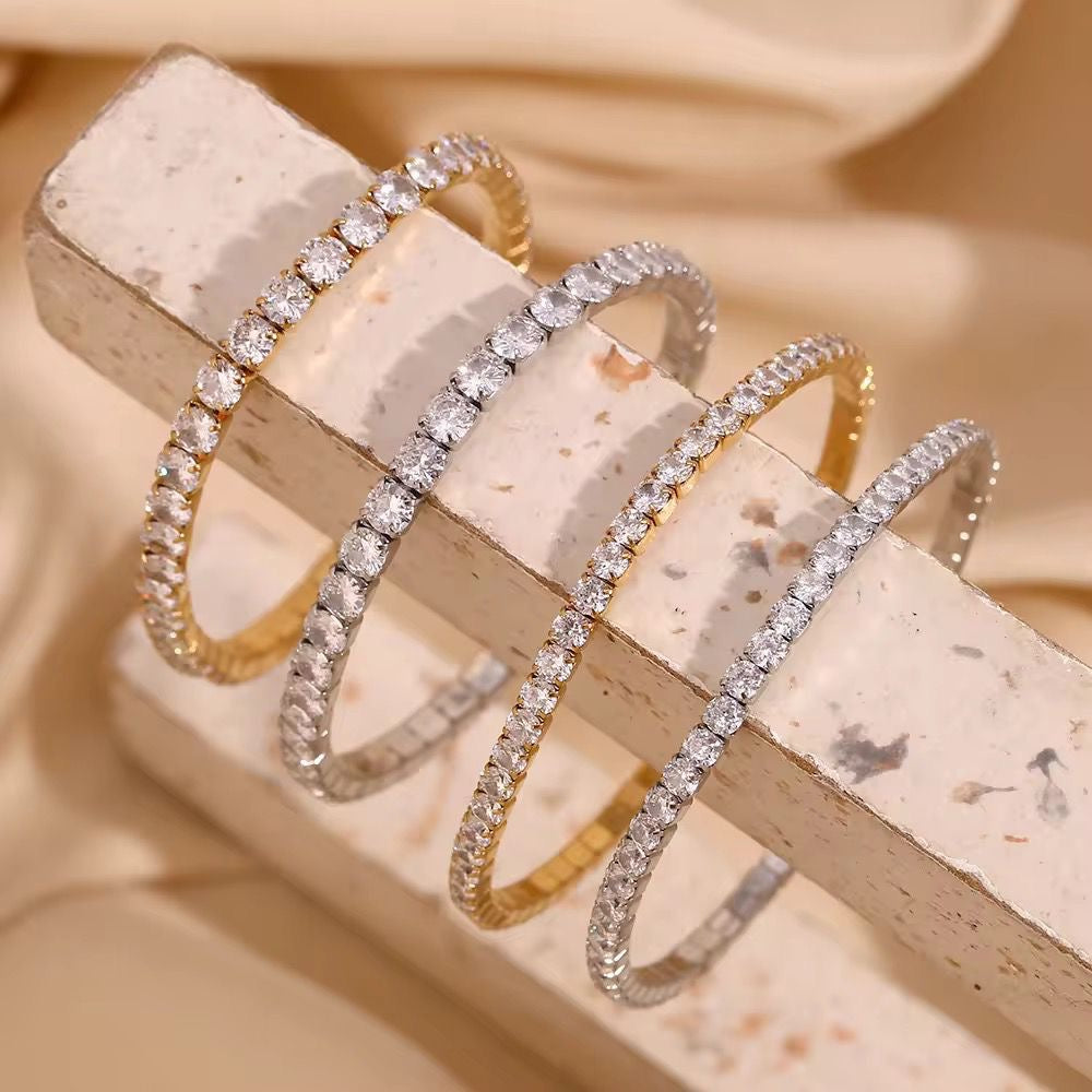 Luxe Slim Tennis Bracelet-18K | Adjustable