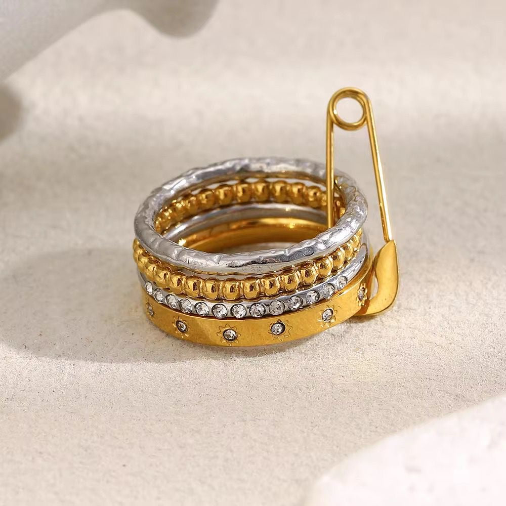 LUX Pave Pin Stacker Ring