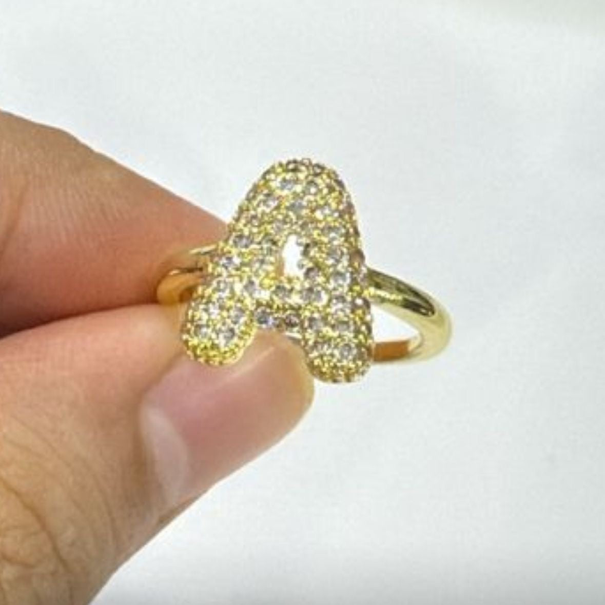 Paved Puffy Initial Rings