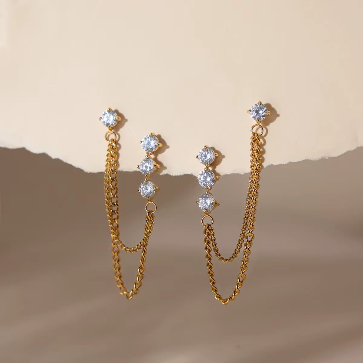 Draped In Diamonds Duo Studs