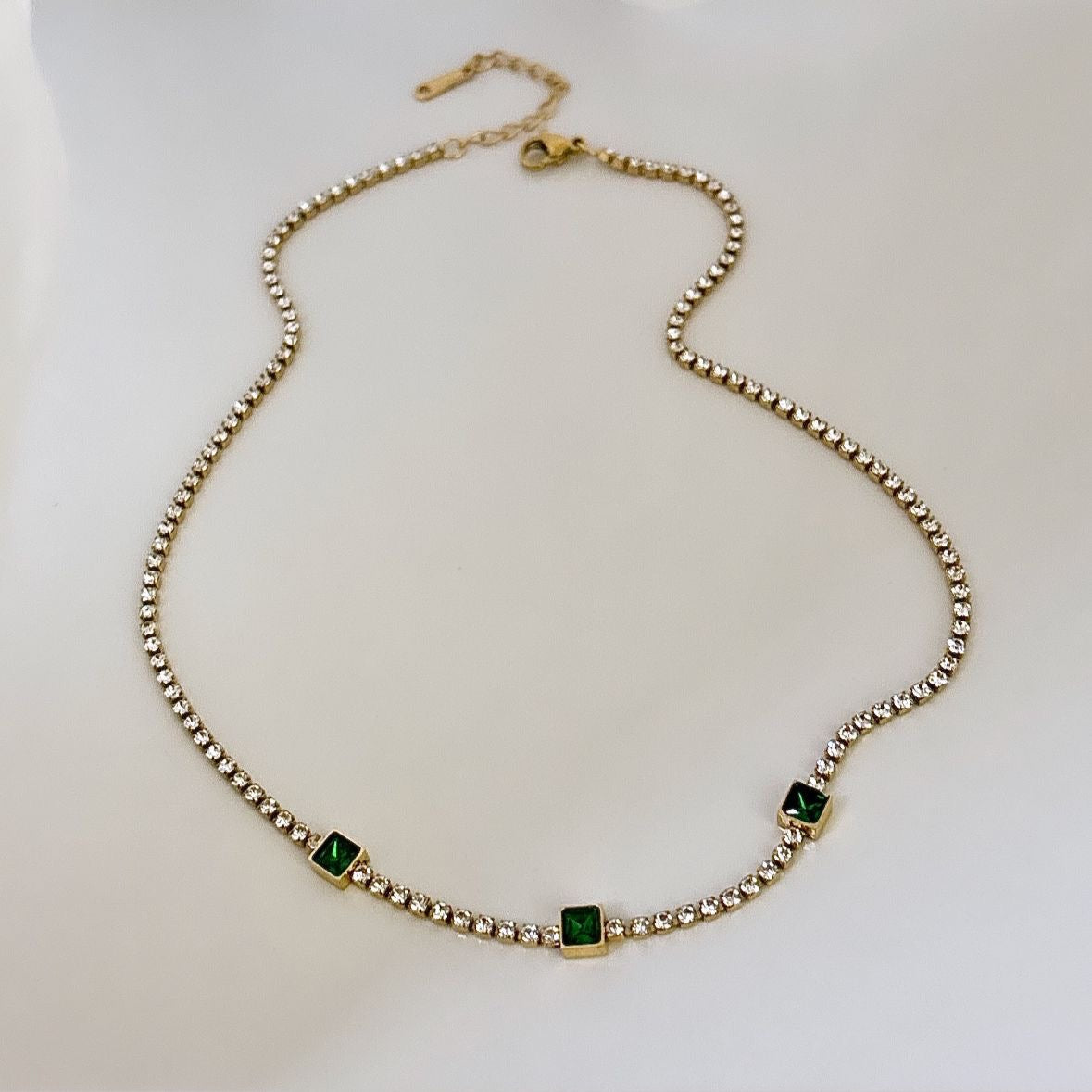 Emerald Sparkly Tennis Necklace
