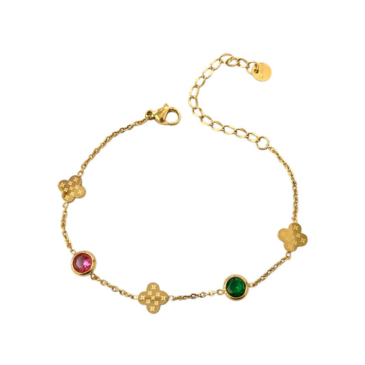 Luxe Multi Cz Clover Bracelet