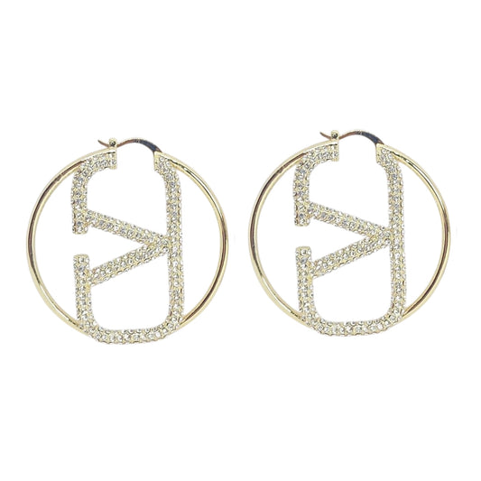 Luxurious V-Swarovski Crystal Signature Large Hoops -22K