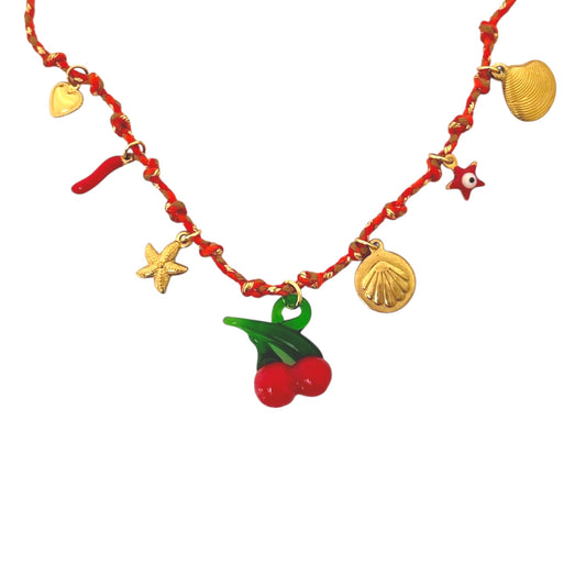 Cherry Cola Charm Cord Necklace