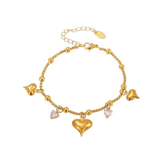 Amour Heart Cz Charm Bracelet