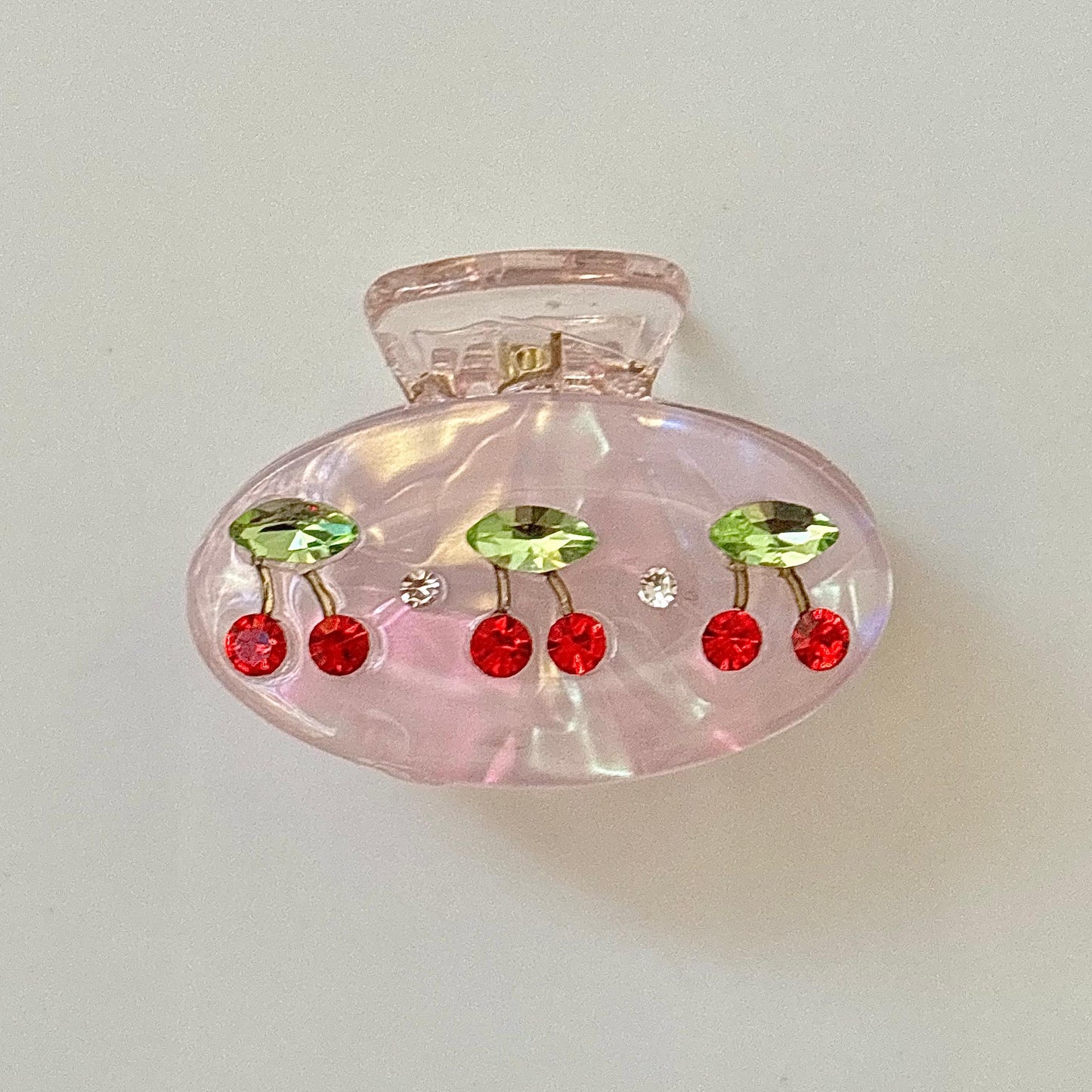 Lilac With Cherry Red Cz Claw Clip