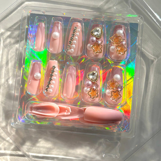 Pink X Lilac Ombre Bling Rhinestone Press On Nails