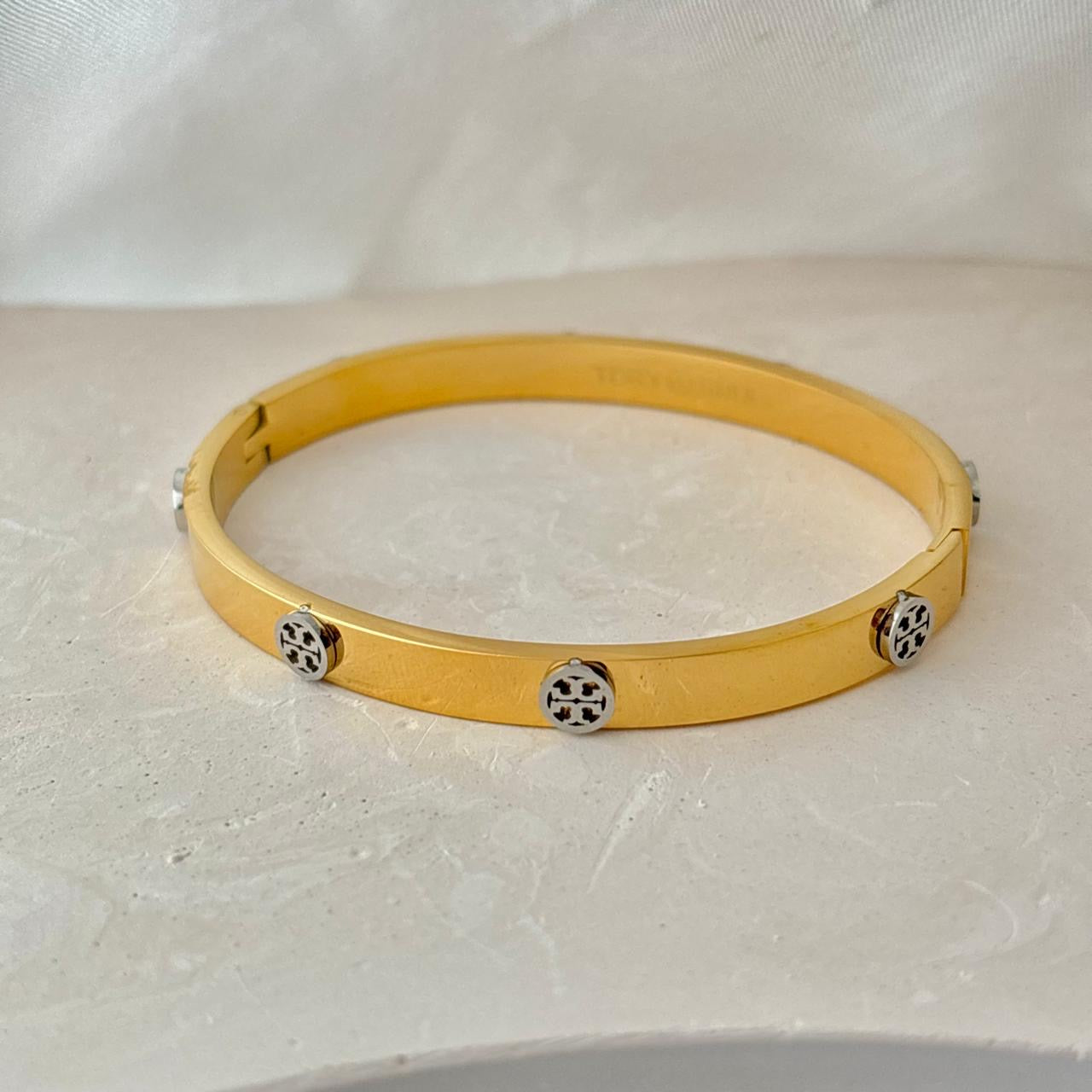 Miller Silver Charm Bangle -18K