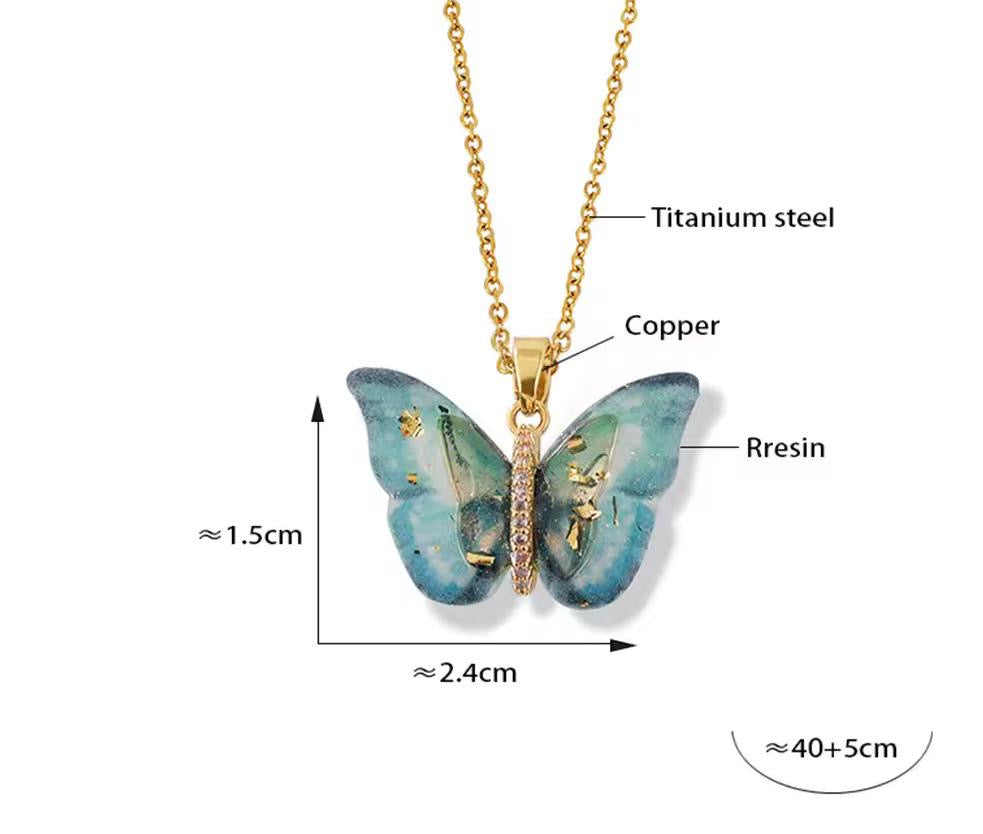 Aquamarine Mariposa Necklace -Green & Blue Hues