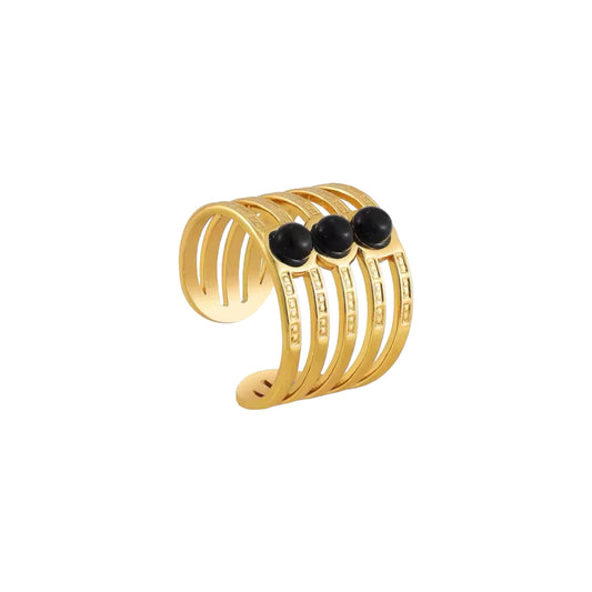 Candice Black Ring -18K