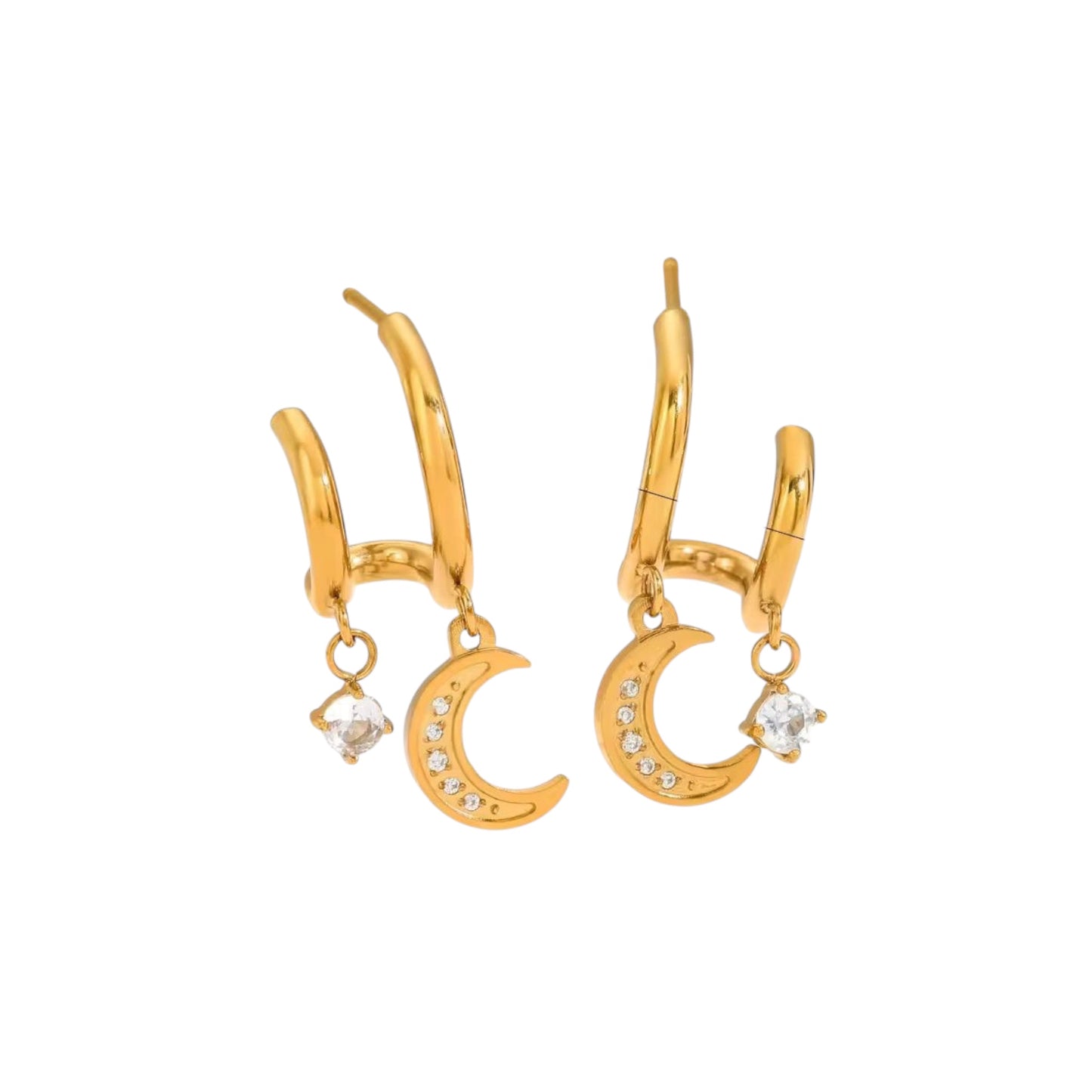 Moon Dangling Studs